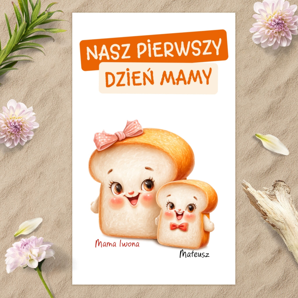 Ręcznik „Nasze Pierwsze Święto Matki” – Spersonalizowany Prezent z Imionami Mamy i Dziecka