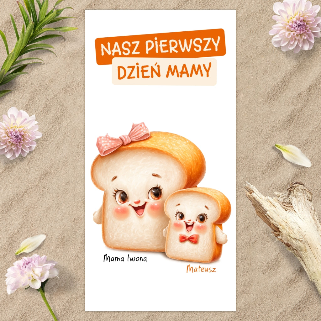 Ręcznik „Nasze Pierwsze Święto Matki” – Spersonalizowany Prezent z Imionami Mamy i Dziecka