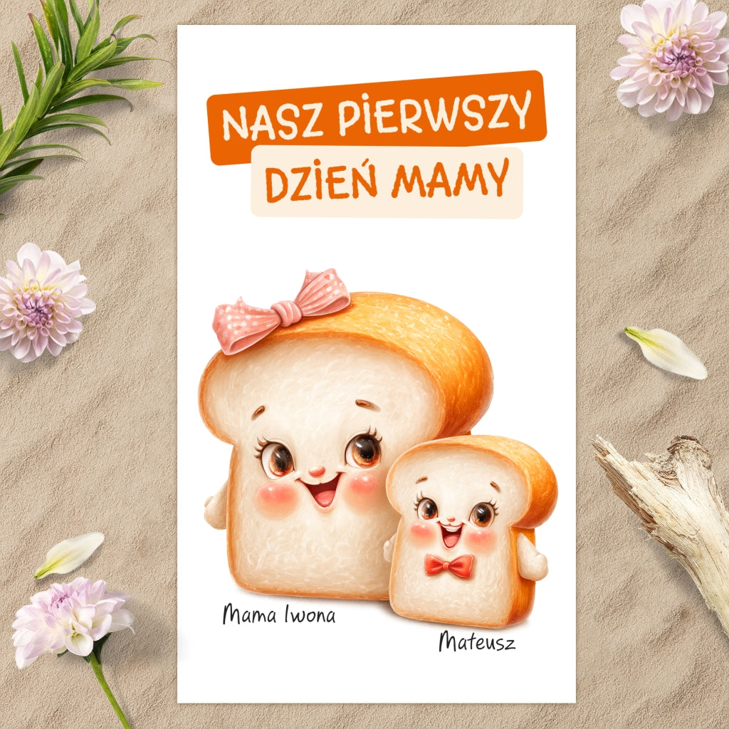 Ręcznik „Nasze Pierwsze Święto Matki” – Spersonalizowany Prezent z Imionami Mamy i Dziecka