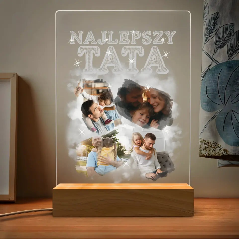 Lampka Ramka LED Najlepszy Tata ze Zdjęciem - Giftik
