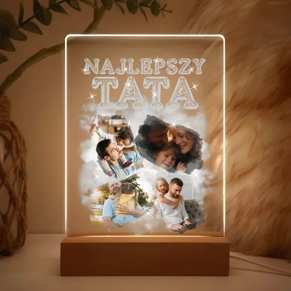 Lampka Ramka LED Najlepszy Tata ze Zdjęciem - Giftik