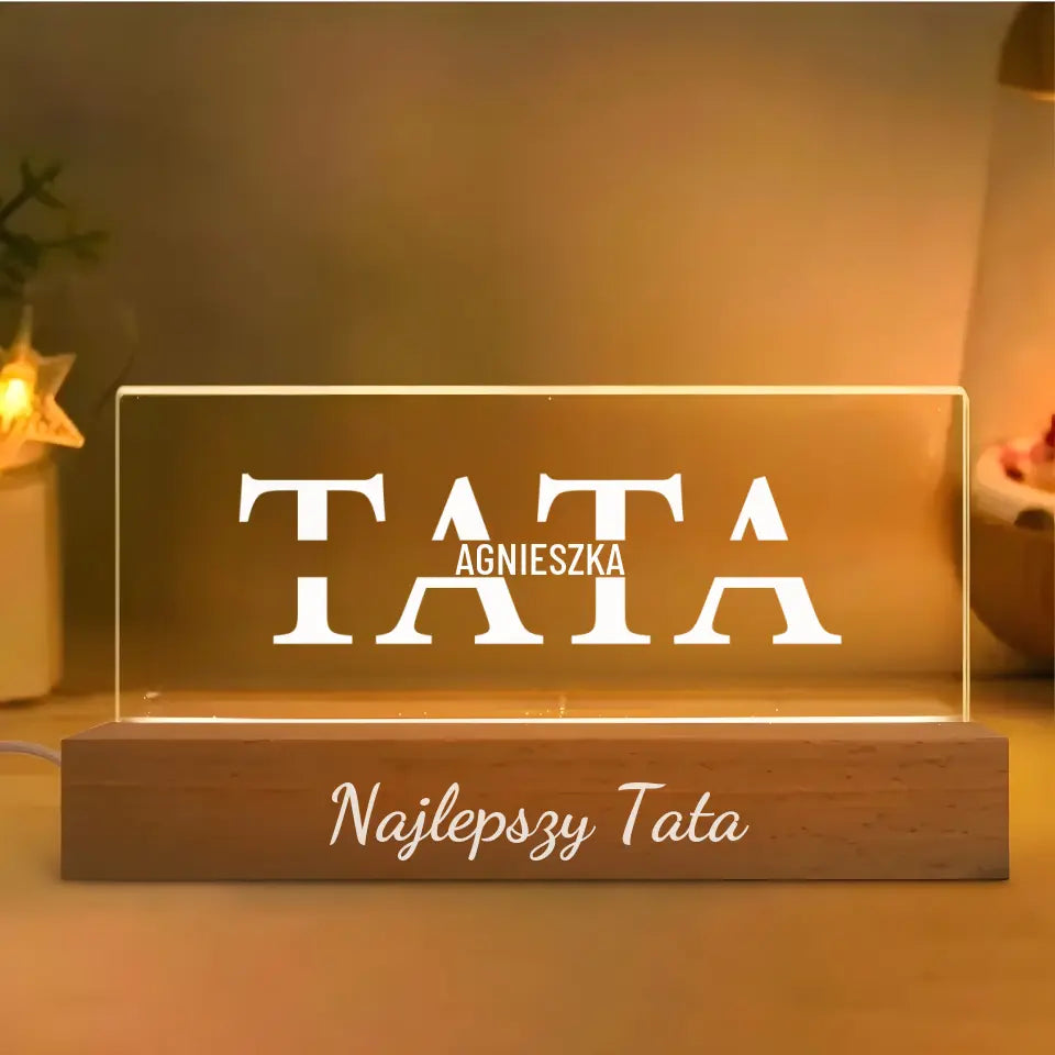 Lampka Blok LED Tata z Imionami Dzieci - Giftik