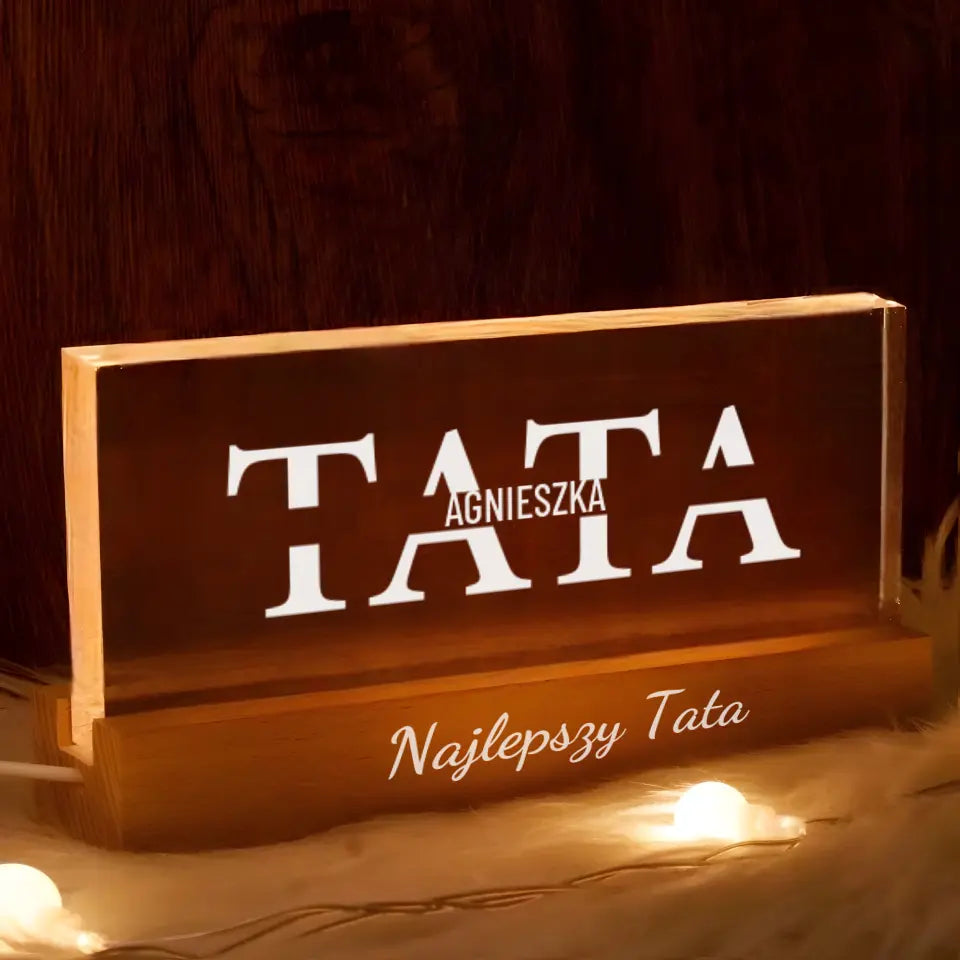 Lampka Blok LED Tata z Imionami Dzieci - Giftik