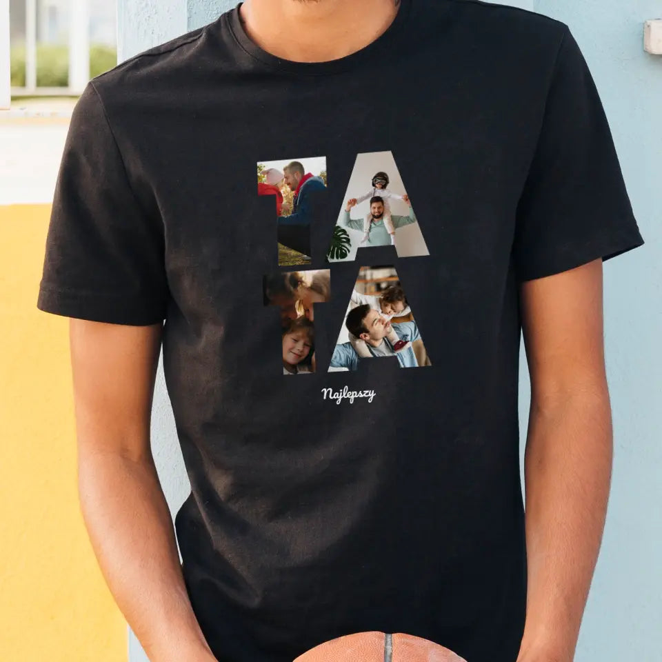 Koszulka Zdjęciem Tata, czarny