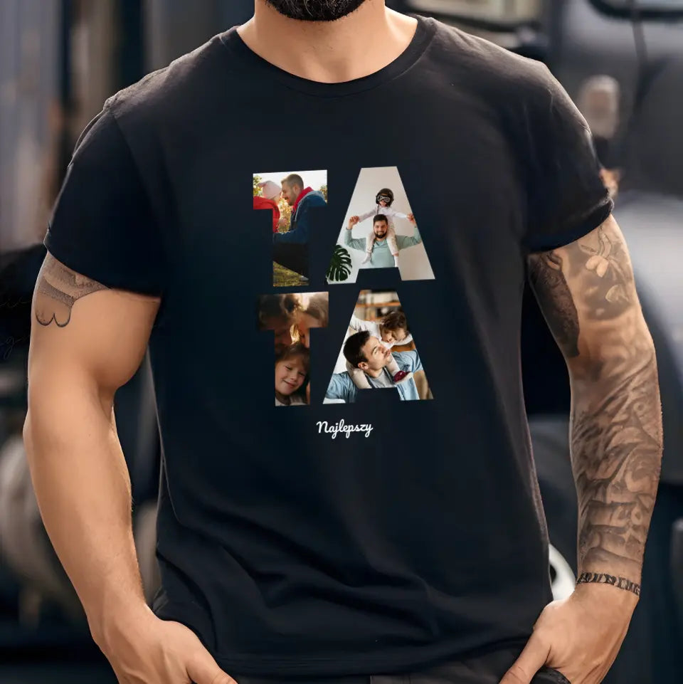 Koszulka Zdjęciem Tata, czarny