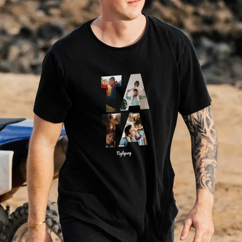 Koszulka Zdjęciem Tata, czarny