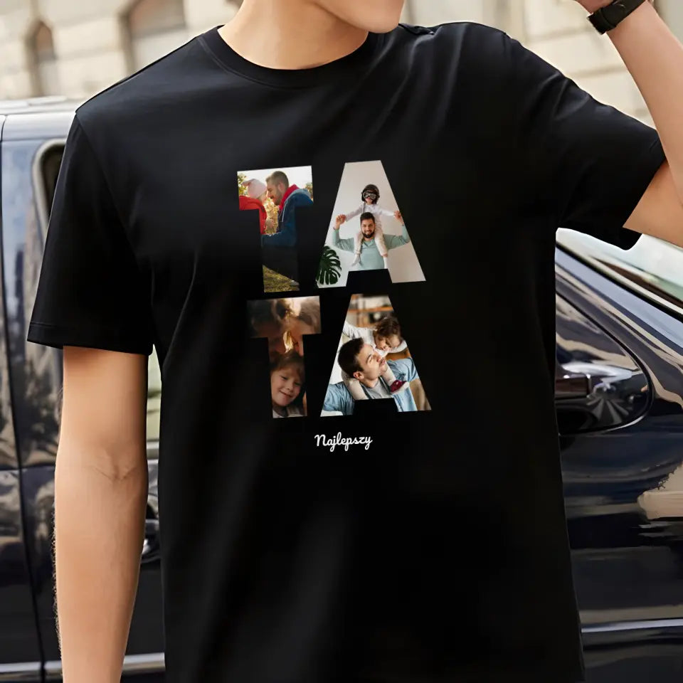 Koszulka Zdjęciem Tata, czarny