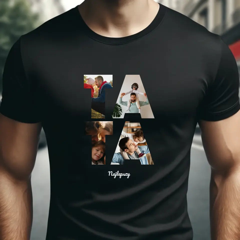 Koszulka Zdjęciem Tata, czarny