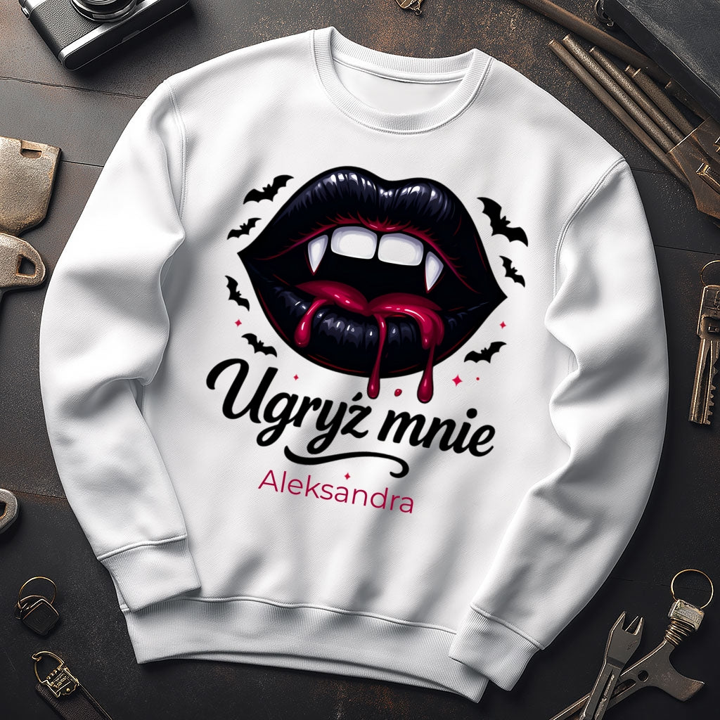 Bluza spersonalizowana „Ugryź mnie” – Halloween Edition z imieniem