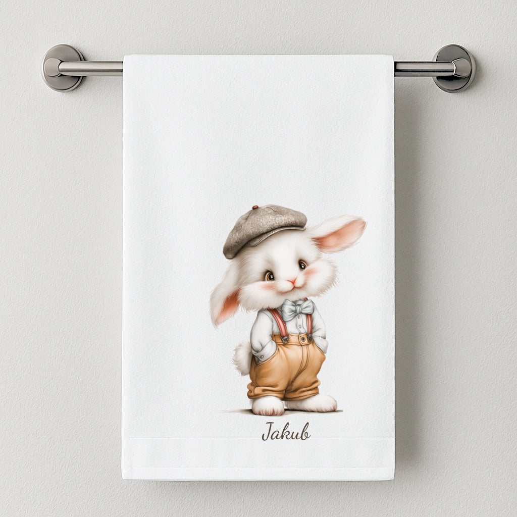 Spersonalizowany Ręcznik z Królikiem i Imieniem – Idealny Prezent Dla Dziecka