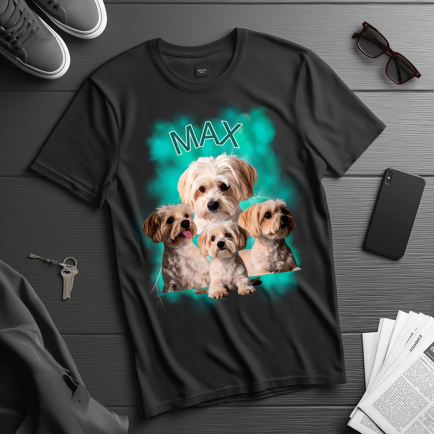 Personalizowana Koszulka – Łapy Pełne Miłości 🐾 Twój Pies na T-Shircie