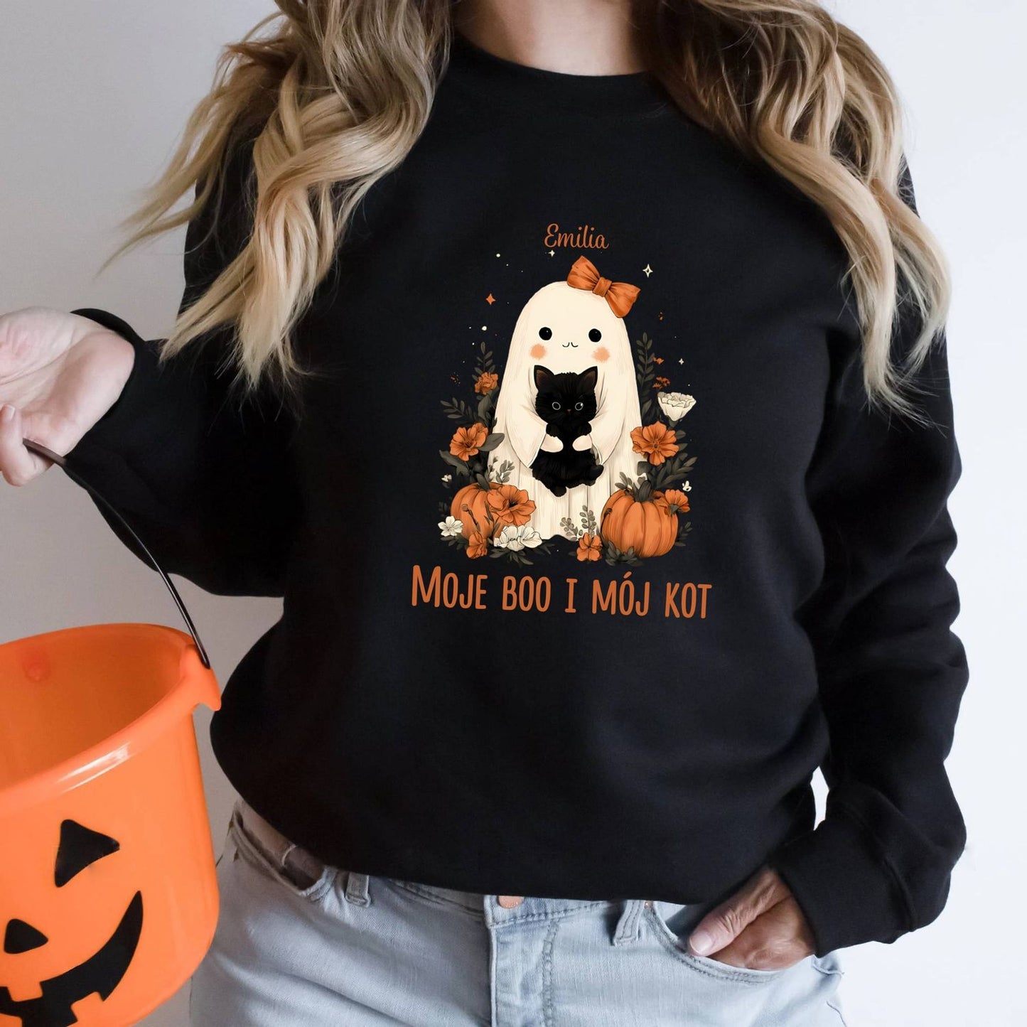 Bluza Unisex z kapturem „Moje boo i mój kot” – Halloween Edition