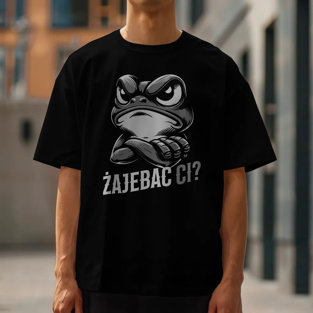 Koszulka "Żajebać Ci?" – Zabawny i Odważny Nadruk z Groźną Żabą