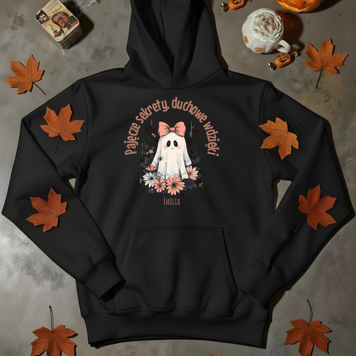 Bluza Unisex „Pajęcze sekrety, duchowe wdzięki” – Personalizowana Bluza na Halloween
