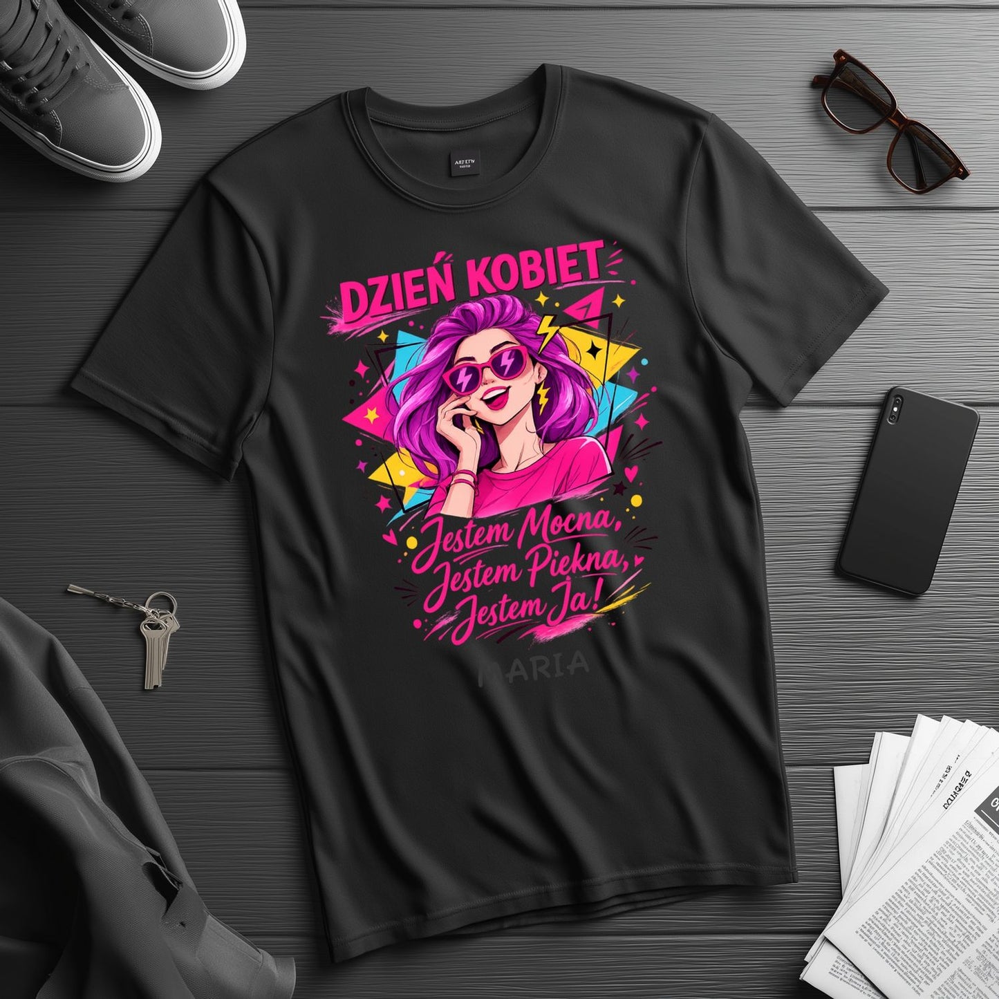 Bluza „Dzień Kobiet – Jestem Mocna, Jestem Piękna, Jestem Ja!” z imieniem – prezent na 8 marca – personalizowana