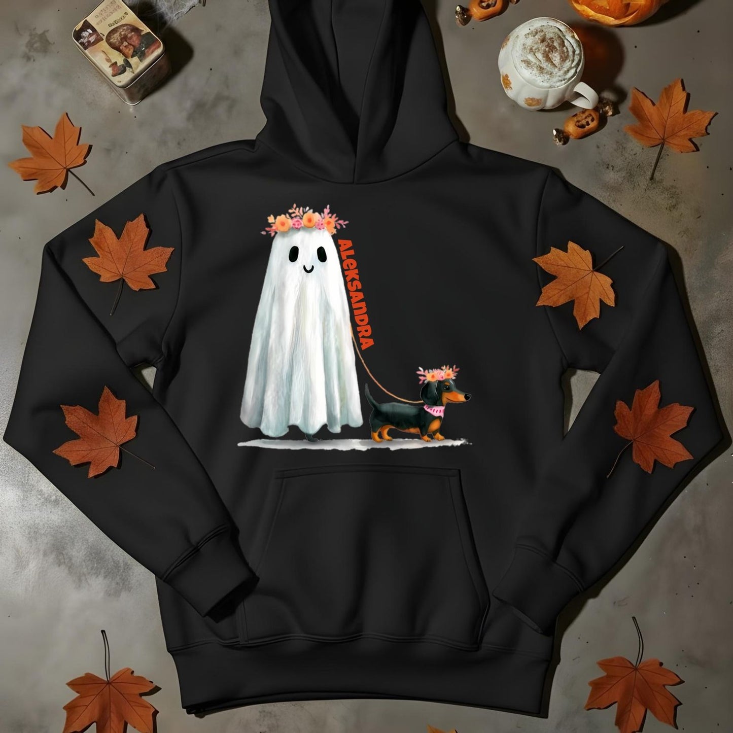 Bluza Unisex „Halloweenowy Spacer” – personalizowana bluza z duszkiem i pieskiem