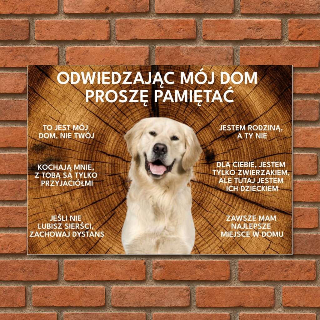 Tabliczka z psem – Odwiedzając mój dom, proszę pamiętaj