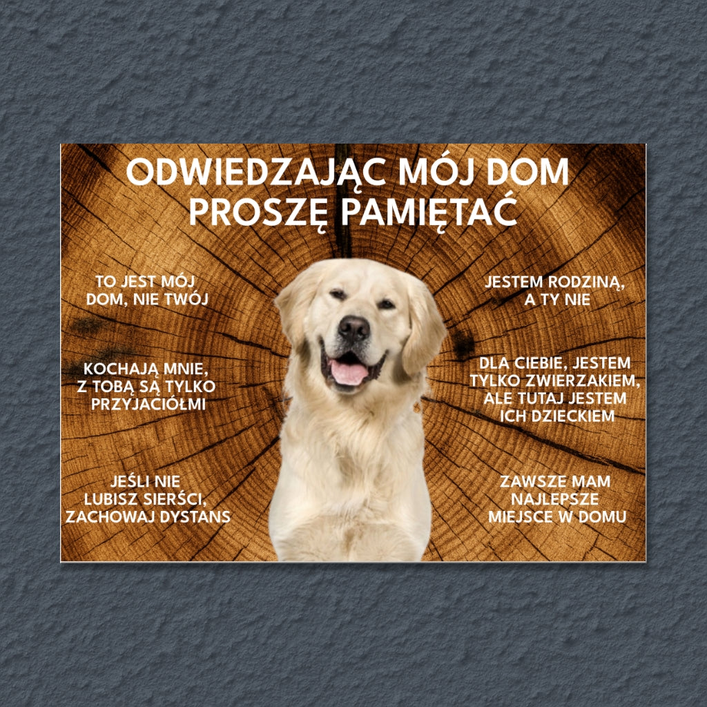 Tabliczka z psem – Odwiedzając mój dom, proszę pamiętaj