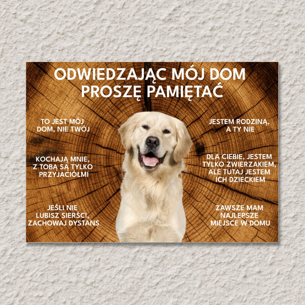 Tabliczka z psem – Odwiedzając mój dom, proszę pamiętaj
