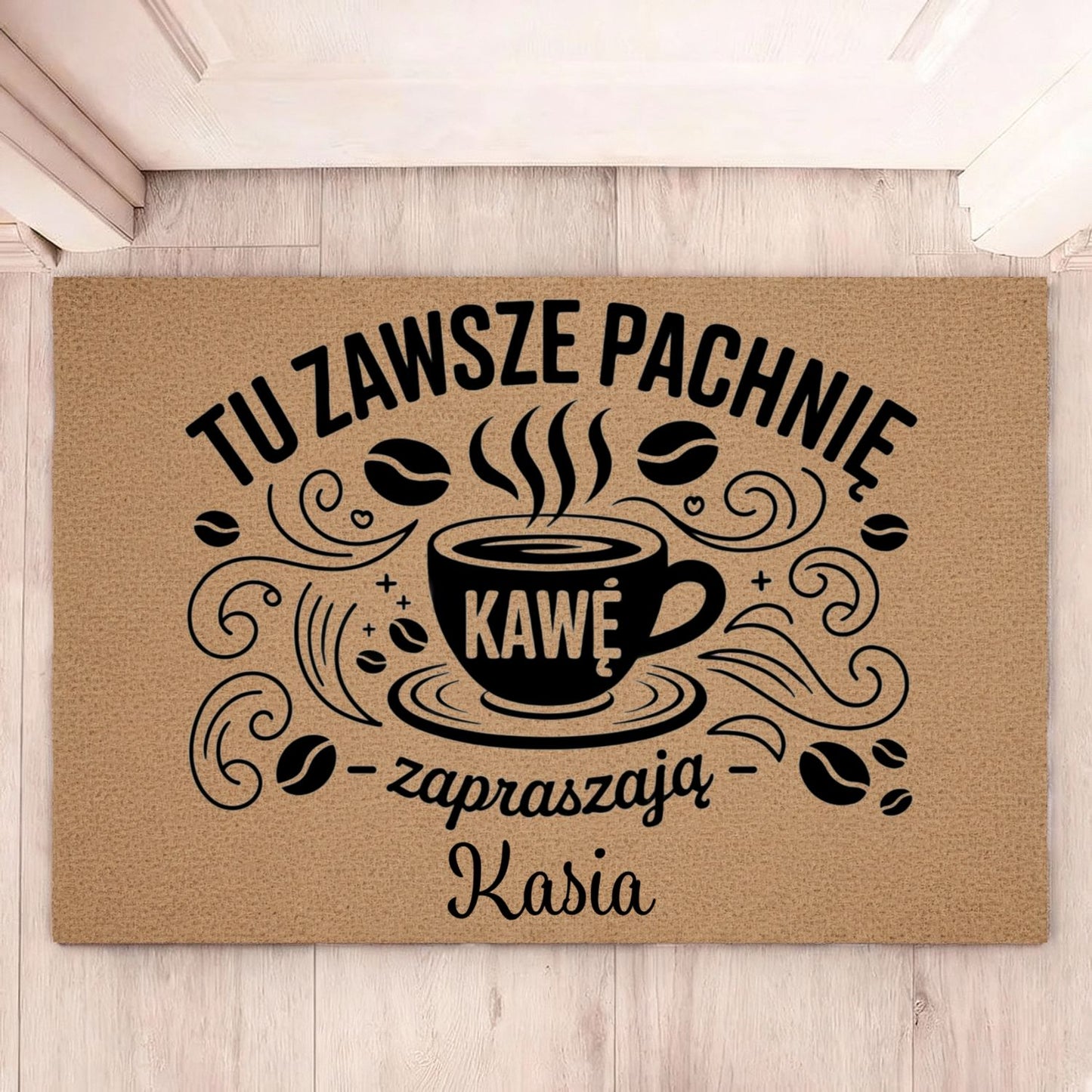 Personalizowana wycieraczka – Tu Zawsze Pachnie Kawą z Imionami