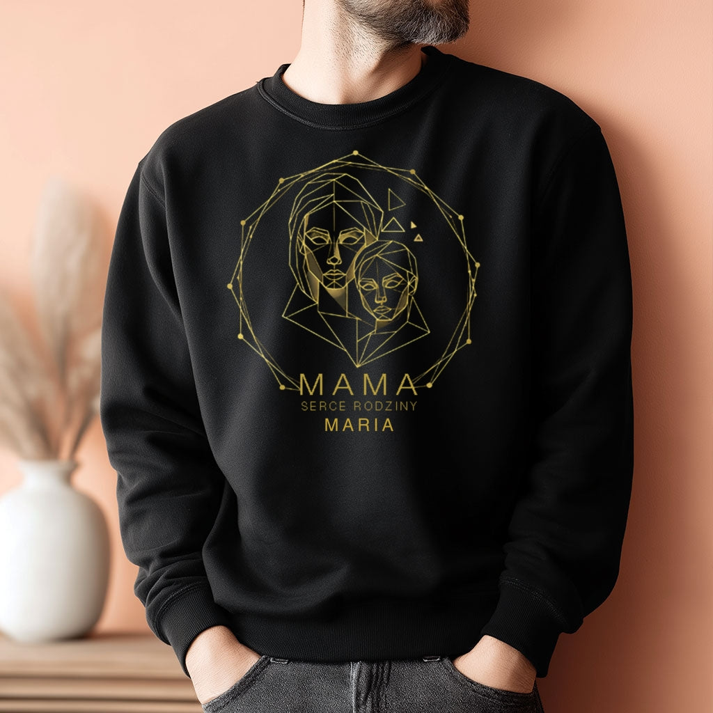 Personalizowana koszulka „Mama – Serce Rodziny” z imieniem – prezent na Dzień Matki – bluza dla mamy