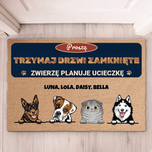 Wycieraczka TRZYMAJ DRZWI ZAMKNIĘTE