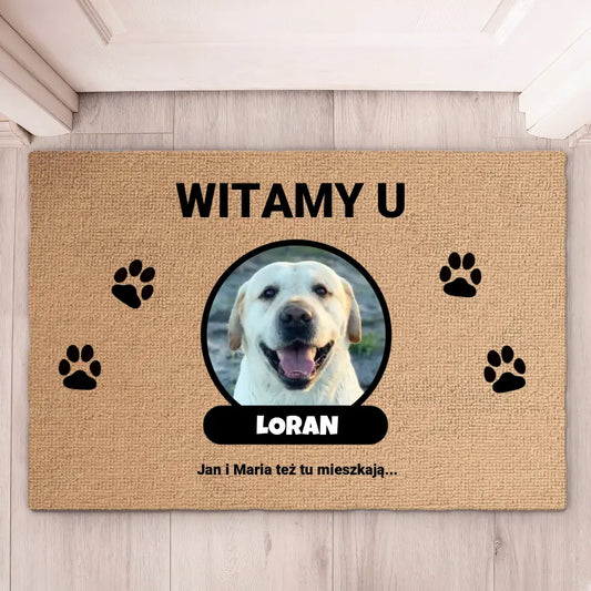 Wycieraczka Witamy u psie ze zdjęciem