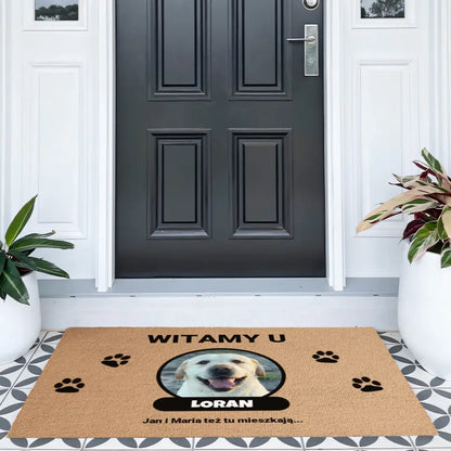 Wycieraczka Witamy u psie ze zdjęciem