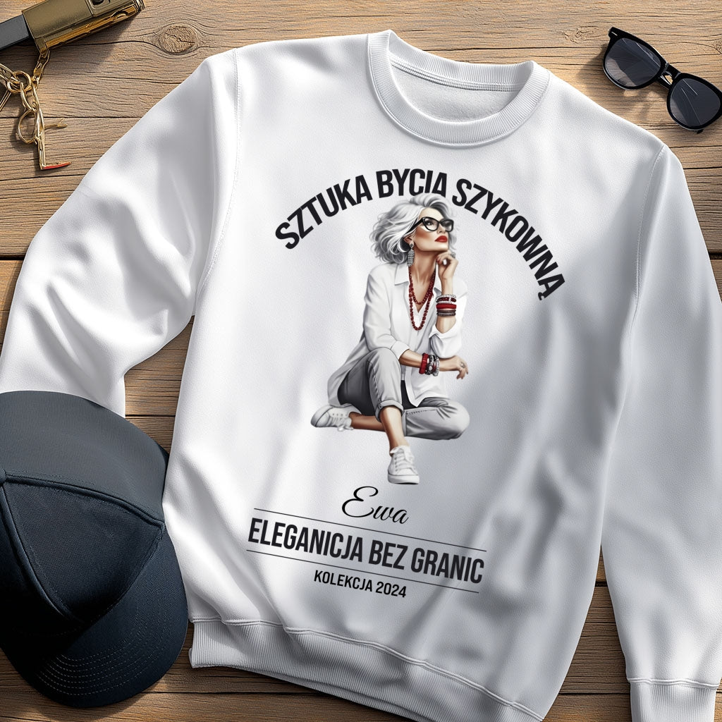 Personalizowana Bluza "Sztuka Bycia Szykowną" – Twoje Imię i Rok, Elegancja Bez Granic, Wyjątkowy Prezent dla Niej