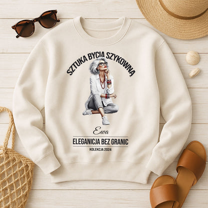 Personalizowana Bluza "Sztuka Bycia Szykowną" – Twoje Imię i Rok, Elegancja Bez Granic, Wyjątkowy Prezent dla Niej