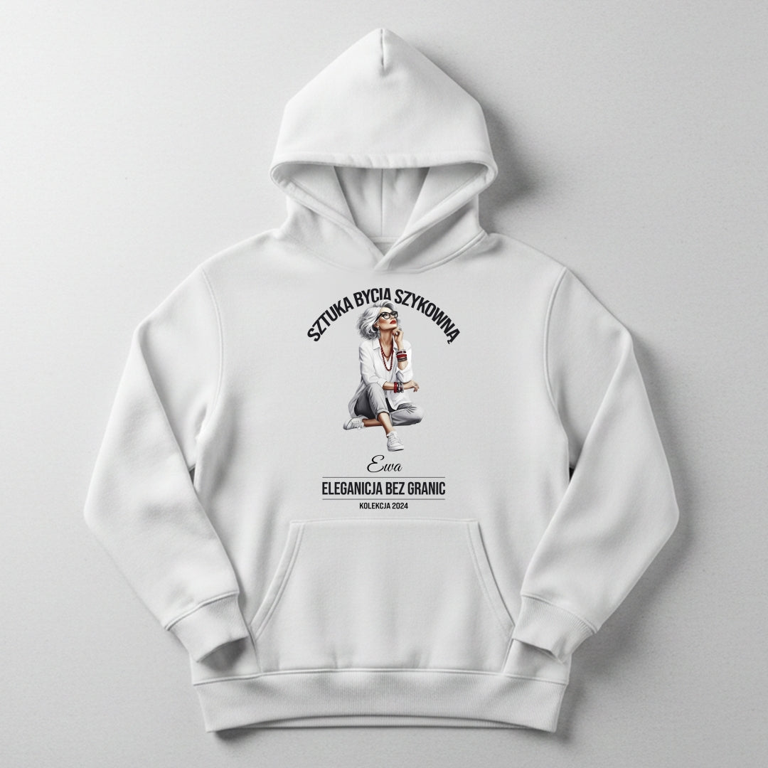 Personalizowana Bluza "Sztuka Bycia Szykowną" – Twoje Imię i Rok, Elegancja Bez Granic, Wyjątkowy Prezent dla Niej