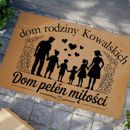 Personalizowana wycieraczka – Dom Pełen Miłości z Nazwiskiem