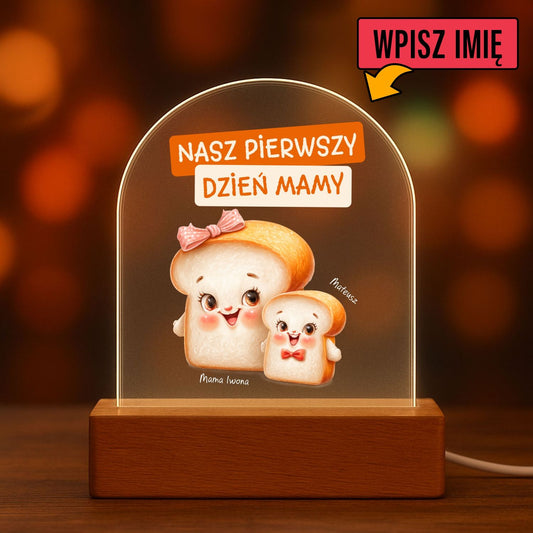 Personalizowana Lampka LED Na Dzień Mamy – Nasz Pierwszy Dzień Mamy z Imionami