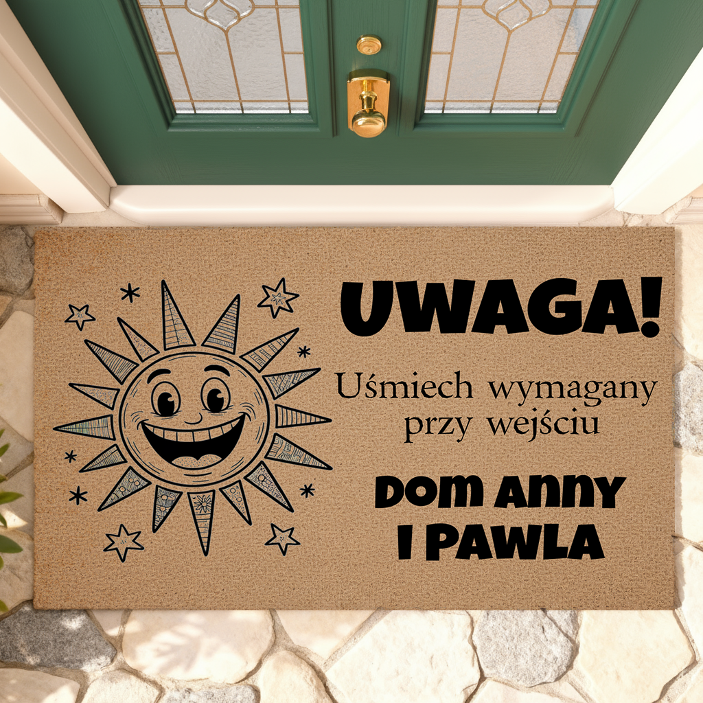 Wycieraczka Personalizowana – Uśmiech Wymagany przy Wejściu