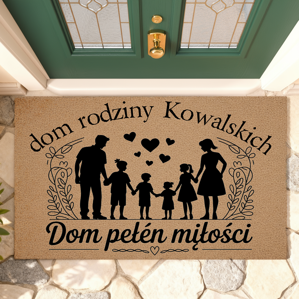 Personalizowana wycieraczka – Dom Pełen Miłości z Nazwiskiem