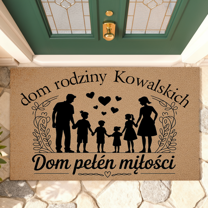 Personalizowana wycieraczka – Dom Pełen Miłości z Nazwiskiem