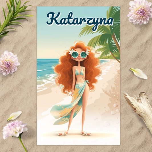 Ręcznik Plażowy z Imieniem i Postacią – Personalizowany Prezent