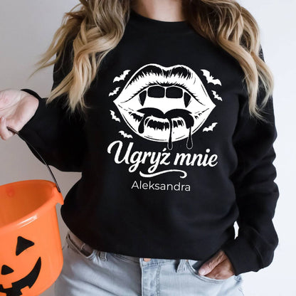 Bluza spersonalizowana „Ugryź mnie” – Halloween Edition z imieniem