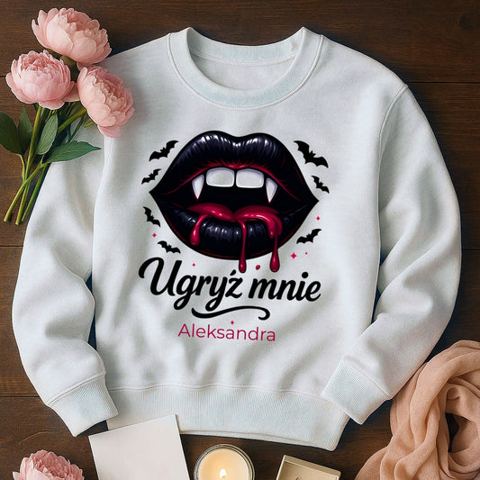 Bluza spersonalizowana „Ugryź mnie” – Halloween Edition z imieniem