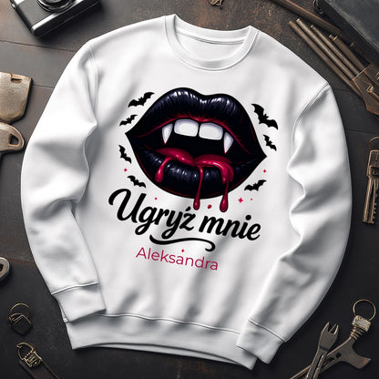 Bluza spersonalizowana „Ugryź mnie” – Halloween Edition z imieniem