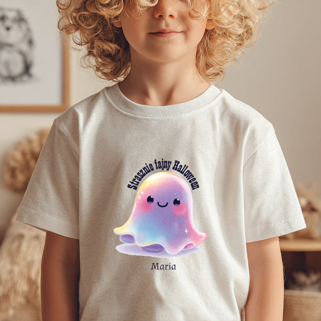 Personalizowana Koszulka na Halloween – Słodki Duszek z Imieniem Dziecka