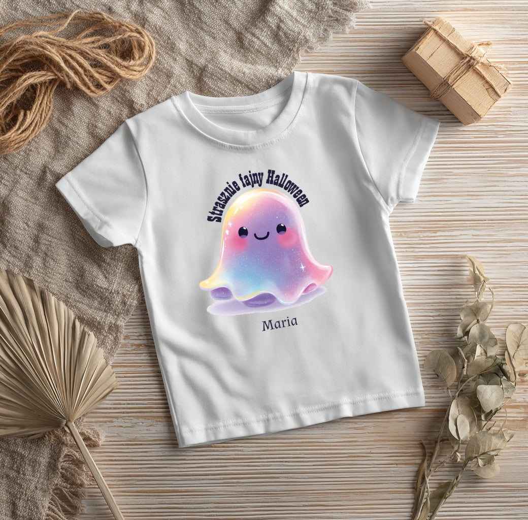 Personalizowana Koszulka na Halloween – Słodki Duszek z Imieniem Dziecka