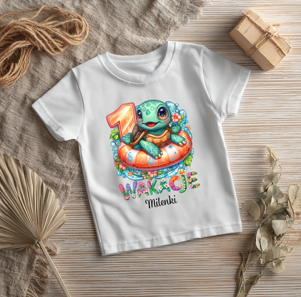 Koszulka „Wakacje” Z Żółwiem – Prezent Na 1. Urodziny