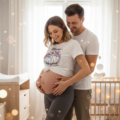 Personalizowana koszulka dla przyszłej Mamy „Mama – Tu zaczyna się wszystko” z imieniem – prezent dla kobiety w ciąży