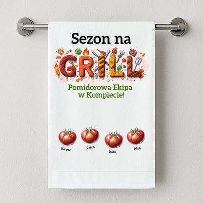Ręcznik Plażowy Sezon na Grilla – Personalizowany z Imionami