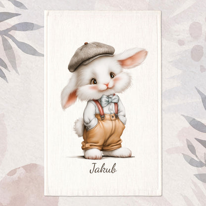 Spersonalizowany Ręcznik z Królikiem i Imieniem – Idealny Prezent Dla Dziecka