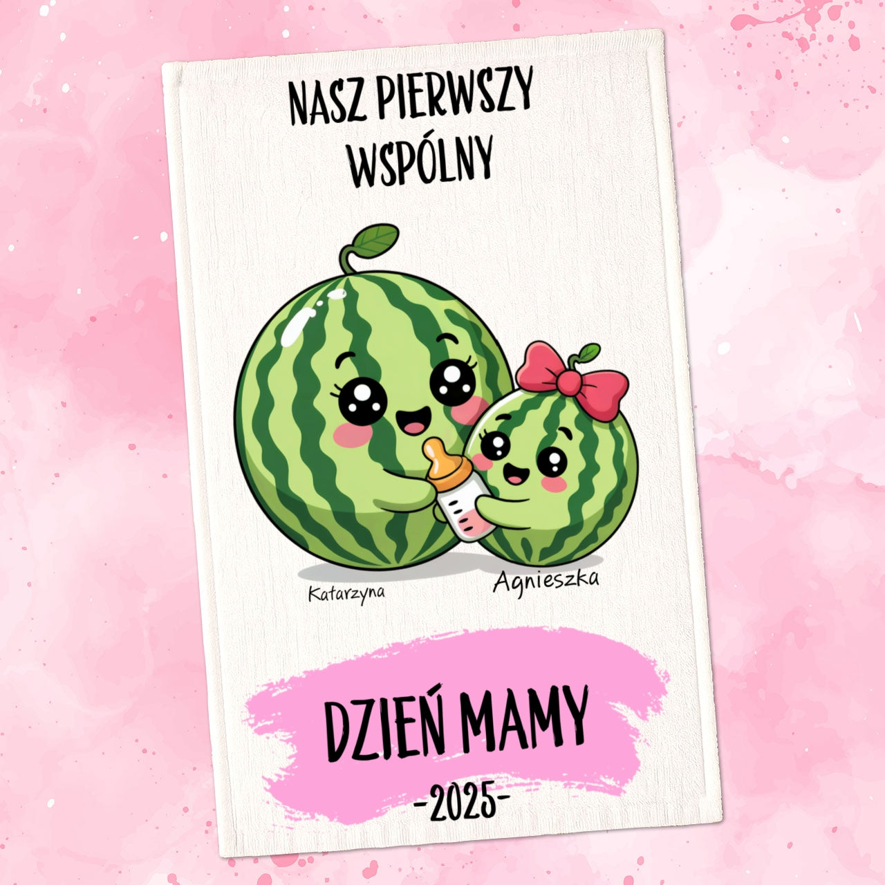 Personalizowany Ręcznik z Imionami Mamy i Dziecka – Nasz Pierwszy Dzień Mamy
