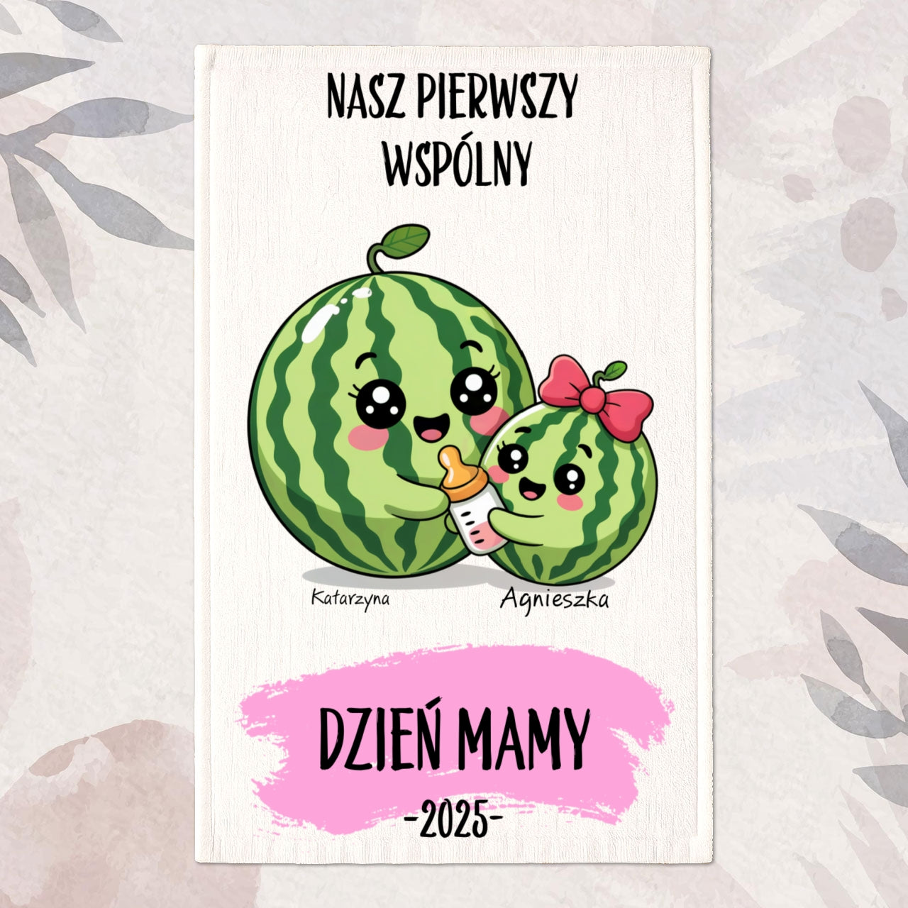 Personalizowany Ręcznik z Imionami Mamy i Dziecka – Nasz Pierwszy Dzień Mamy