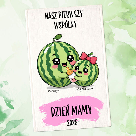 Personalizowany Ręcznik z Imionami Mamy i Dziecka – Nasz Pierwszy Dzień Mamy