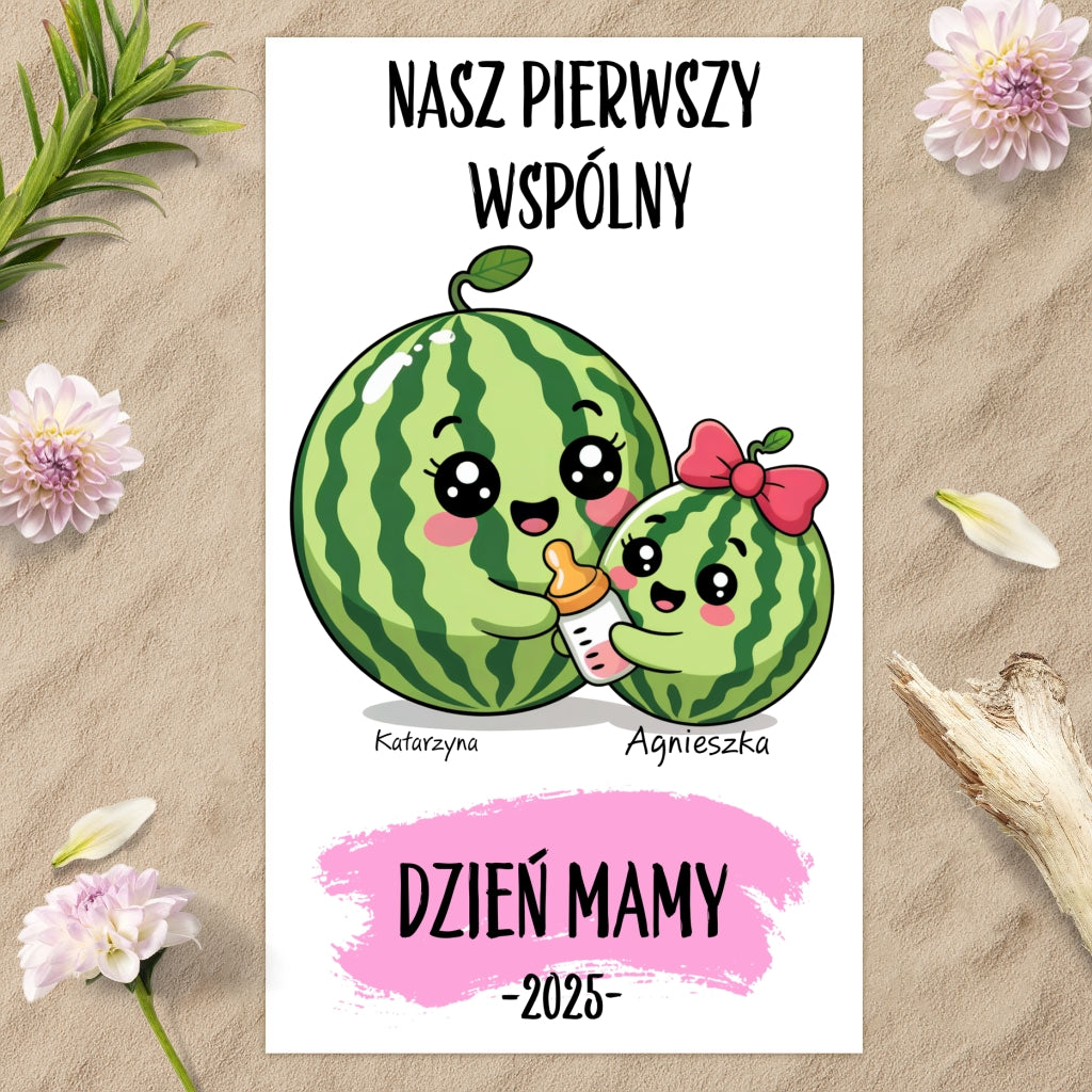 Personalizowany Ręcznik z Imionami Mamy i Dziecka – Nasz Pierwszy Dzień Mamy